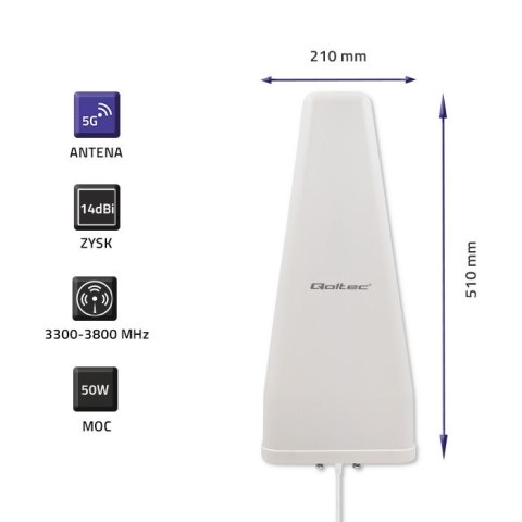 Qoltec Antena 5G LTE DUAL | 14 dBi | Zewnętrzna