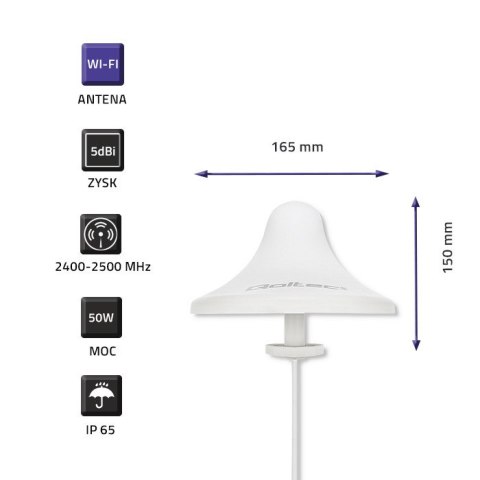 Qoltec Antena Wi-Fi 2.4/2.5 GHz dookólna | 5dBi | Wewnętrzna