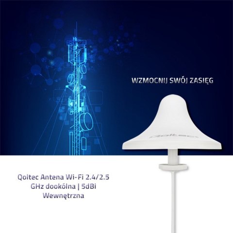 Qoltec Antena Wi-Fi 2.4/2.5 GHz dookólna | 5dBi | Wewnętrzna