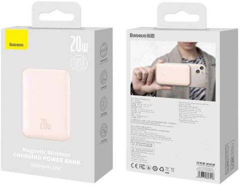 Baseus Magnetic Mini | Power Bank 6000mAh 20W z ładowaniem bezprzewodowym MagSafe PINK