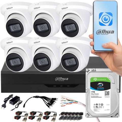 Zestaw monitoringu Dahua XVR 1TB 6 kamer kopułowych 5MPx 2.8mm Zestaw monitoringu Dahua XVR 1TB 6 kamer kopułowych 5MPx 2.8mm