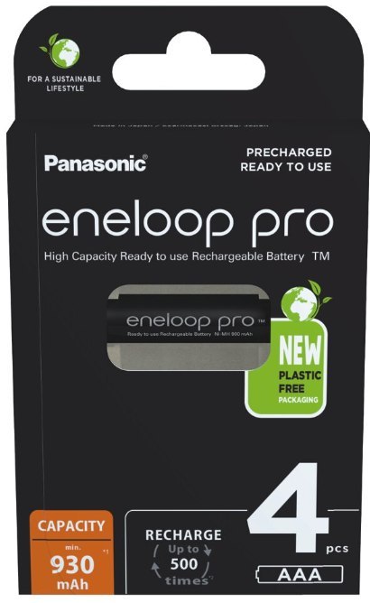 Akumulatorki Panasonic Eneloop PRO R03/AAA 930mAh Ni-MH BK-4HCDE/4BE - 4 sztuki (blister)