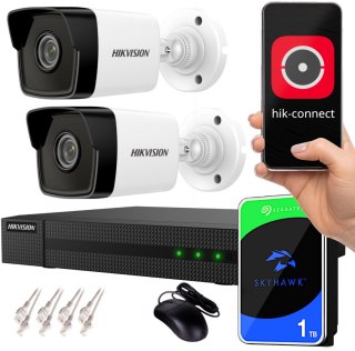 Zestaw monitoringu IP Hikvision NVR 1TB 2 kamery tubowe 4MPx IR 30m