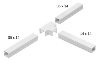 Osprzęt do listew elektroinstalacyjnych, trójnik redukcyjny BIAŁY LOR 35x14x35 (1szt.)