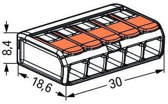 Szybkozłączka uniwersalna LINKA/DRUT 5x 0,2-4mm2 WAGO 221-415 25szt.