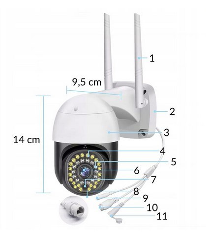 KAMERA IP ZEWNĘTRZNA OBROTOWA WIFI Kamera IP 3MP HECKERMANN C19