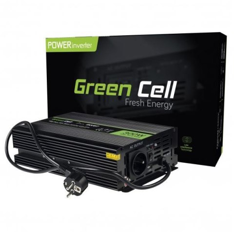 PRZETWORNICA NAPIĘCIA INWERTER Green Cell 12V -> 230V 300W/600W CZYSTA SINUSOIDA INV07