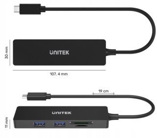 Unitek Hub USB-C 3 x USB 3.1 Gen 1 SD microSD