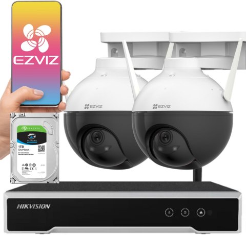 Zestaw monitoringu bezprzewodowego 2 kamery obrotowe FullHD WiFi EZVIZ