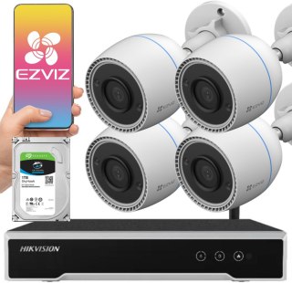 Zestaw monitoringu bezprzewodowego 4 kamery tubowe FullHD WiFi EZVIZ