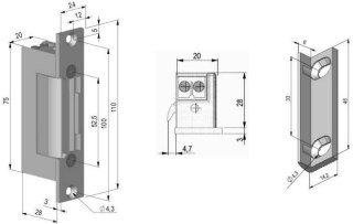 Elektrozaczep symetr., rewers. SCOT ES-S12DC-R PROFI