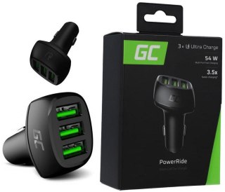 ŁADOWARKA SAMOCHODOWA Green Cell POWERRIDE 54W 3xUSB 18W ULTRA CHARGE CADGC01