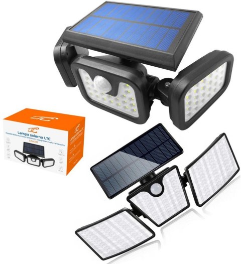 Lampa solarna LTC 74 x LED SMD, 20 W, czujnik ruchu i zmierzchu, regulacja kąta świecenia, akumulator 2400 mAh LXLL147 