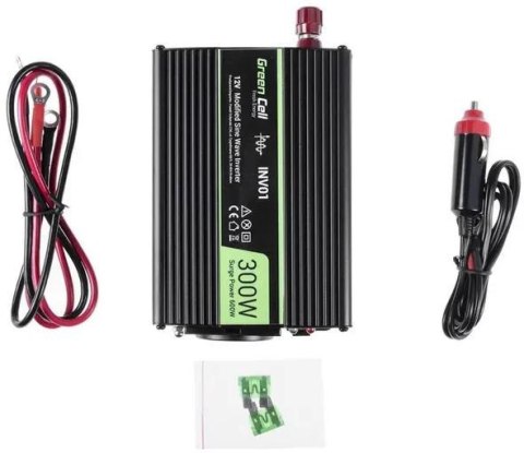 PRZETWORNICA NAPIĘCIA INWERTER Green Cell 12V -> 230V 300W/600W MODYFIKOWANA SINUSOIDA INV01DE