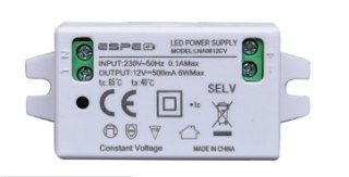 ZASILACZ DO OŚWIETLENIA LED 12V 0.5A 6W LNA0612CV ESPE IP20