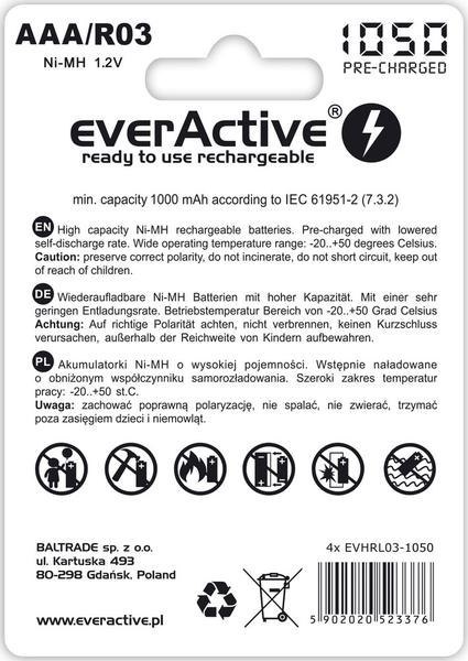 Akumulatorki AAA / R03 everActive Ni-MH 1050 mAh (box 4 szt)