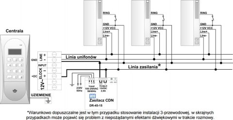 ACO INS-UP720MR UNIFON - hold, 2 przyciski, funkcja dzwonka, magnetyczne odkładanie słuchawki