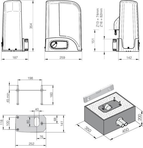 Zestaw DEA KIT LIVI 9N do bram przesuwnych do 900kg