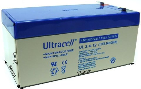 Akumulator AGM ULTRACELL UL 12V 3.4Ah żelowy