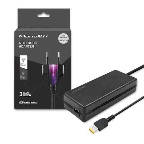 Qoltec Zasilacz do Lenovo 135W | 20V | 6.75A | Slim tip+pin | +kabel zasilający