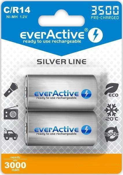 Akumulatorki C / R14 everActive Ni-MH Ni-MH 3500 mAh ready to use Silver line (box 2 szt)