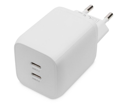 Ładowarka sieciowa DIGITUS zasilacz GaN 2x USB-C PD 3.0 max. 65W biała Ładowarka sieciowa DIGITUS zasilacz GaN 2x USB-C PD 3.0 max. 65W biała