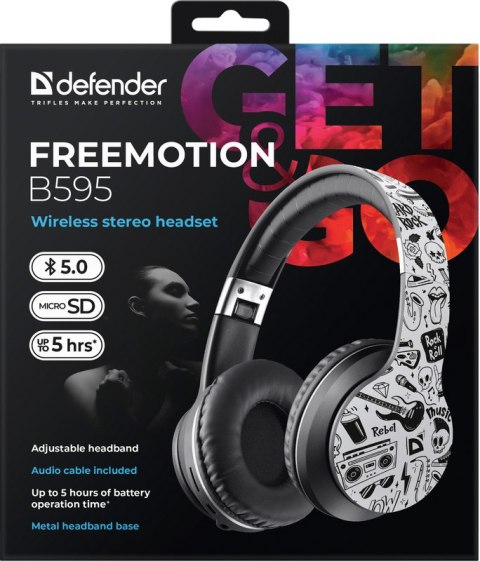 SŁUCHAWKI DEFENDER BLUETOOTH FREEMOTION B595 PRINT