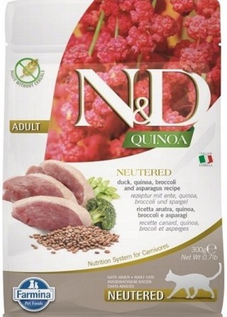 FARMINA N&D CAT QUINOA DUCK,BROCOLLI&ASPARAGUS NEUTERED ADULT 300g