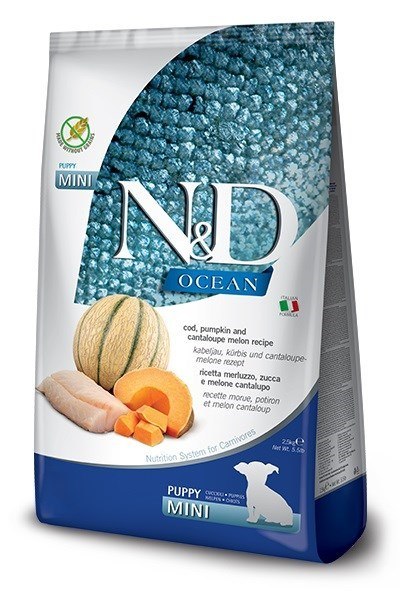 FARMINA N&D OCEAN DOG COD, PUMPKIN & CANTALOUPE MELON PUPPY MINI 2,5g