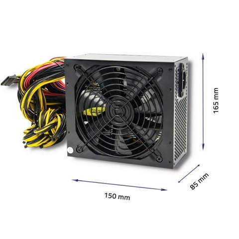 Qoltec Zasilacz ATX 1250W | 80 Plus Gold | Gaming Miner