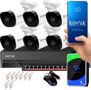 Zestaw monitoringu IP KENIK NVR 1TB-8CH 6 kamer tubowych 2MPx