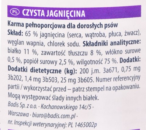 ANIMONDA GranCarno Single Protein: jagnięcina - mokra karma dla psa - 800g