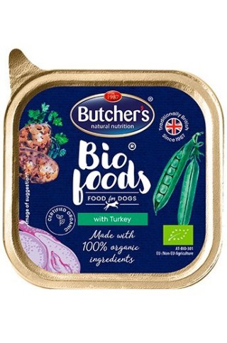 Butcher'S BIO Foods - Karma dla psa z indykiem - tacka 150g