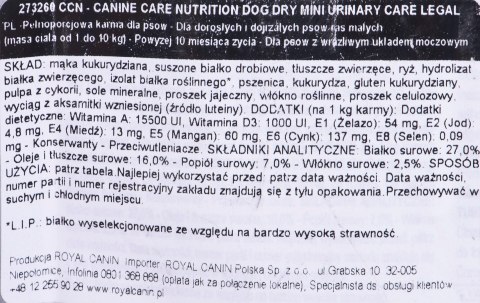 ROYAL CANIN Mini Urinary Care CCN - sucha karma dla psa - 3kg