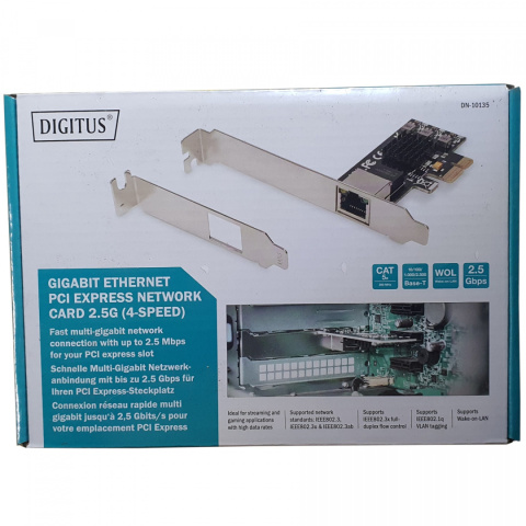 DIGITUS KARTA SIECIOWA PRZEWODOWA PCI EXPRESS 1X RJ45 2.5 GIGABIT ETHERNET 2500MBPS DN-10135