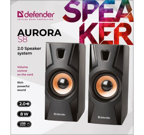 DEFENDER GŁOŚNIKI AURORA S8 2.0 8W USB 65408