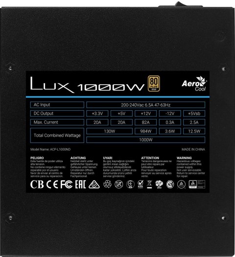 ZASILACZ AEROCOOL PGS LUX 1000W 80+ Gold