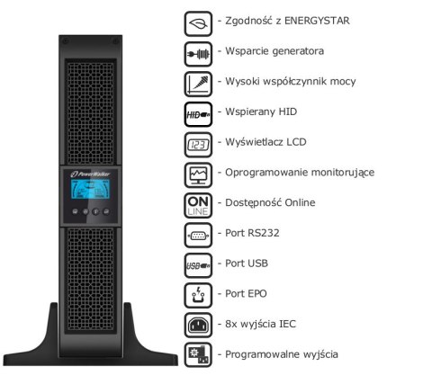 UPS ZASILACZ AWARYJNY PowerWalker VFI 2000 RT HID LCD