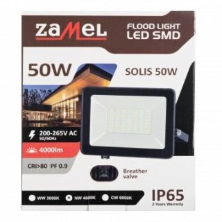 NAŚWIETLACZ LED SOLIS 50W ZAMEL BARWA BIAŁA CIEPŁA NAS-50WW