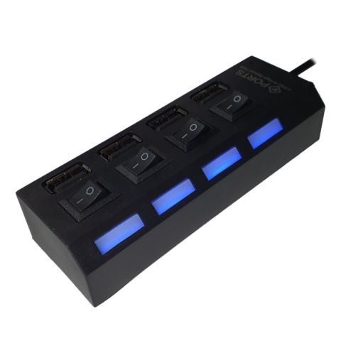 Hub USB High Speed rozdzielacz portów rozgałęźnik z wyłącznikami 4 gniazda LED