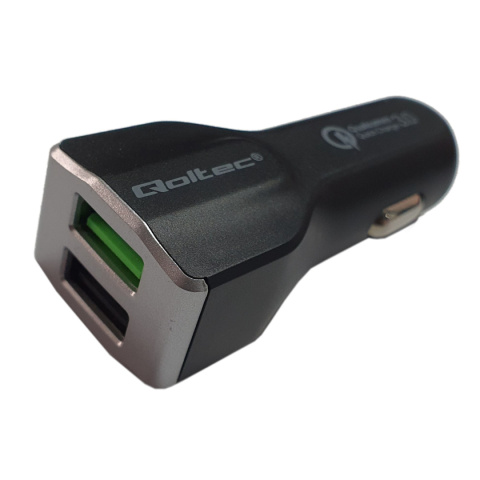 Qoltec Inteligentna Ładowarka samochodowa 12-24V | 30W | 5V | 3A | USB+USB Quick Charge 3.0