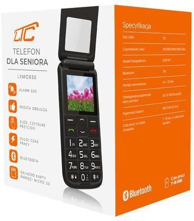 LTC Telefon dla seniora MOB30 z klapką, czarny LXMOB30