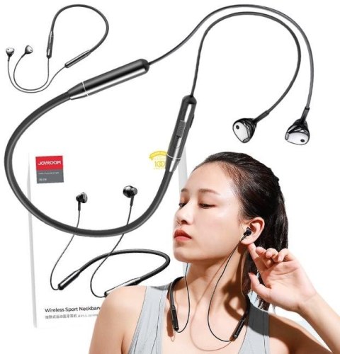 Joyroom bezprzewodowe słuchawki sportowe bluetooth neckband czarny (JR-D6)