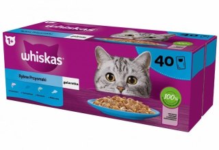 WHISKAS Rybne przysmaki w galarecie 4 smaki dla kota 40x85g