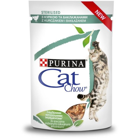 Purina Cat Chow Sterilised z kurczakiem i bakłażanem w sosie 85g