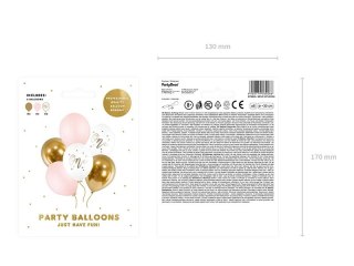 Balony urodzinowe Pastel Pale Pink 30 cm 5 sztuk biały złoty różowy