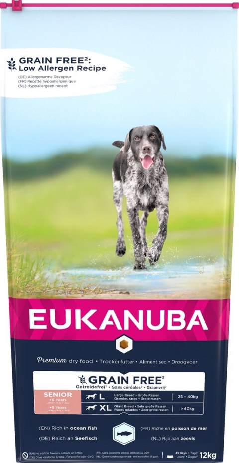 EUKANUBA Senior large Grainf Free ryba oceaniczna pies 12KG