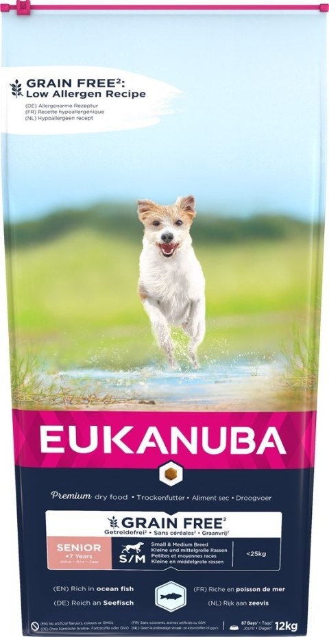 EUKANUBA Senior small/medium Grain Free ryba oceaniczna pies 12KG