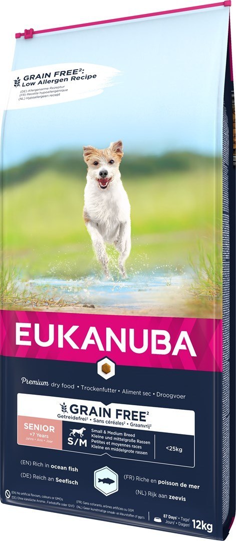 EUKANUBA Senior small/medium Grain Free ryba oceaniczna pies 12KG