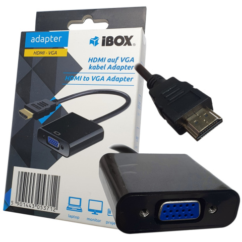 Adapter IBOX IAHV01 (HDMI M - D-Sub (VGA) F; 1m; kolor czarny)